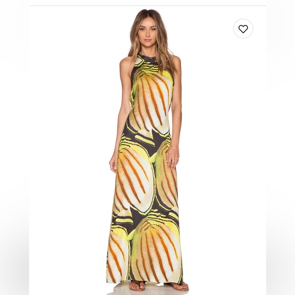 Aguadecoco Yellow Maxi Dress Fish Print - Picture 1 of 4